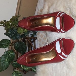 Amanda red heel womens sandals size 9 1/2M